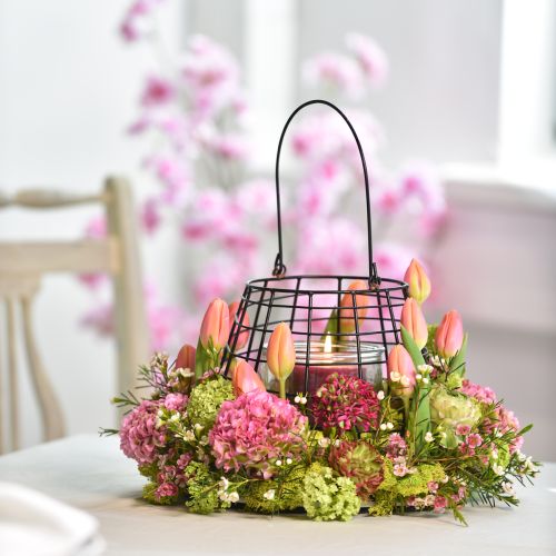 Lanterne de jardin avec lanterne en verre noire Ø20cm H18,5cm