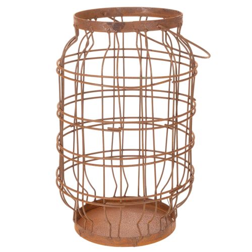 Lanterne de jardin, métal, finition rouillée, poignée, style vintage, Ø19,5 cm | Floristik24.fr