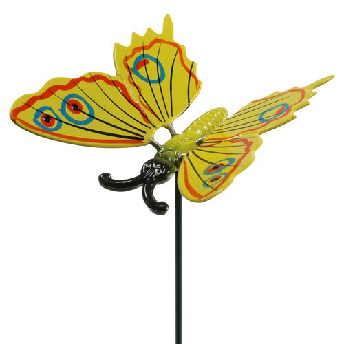 Floristik24 Papillon sur bâton 17cm jaune