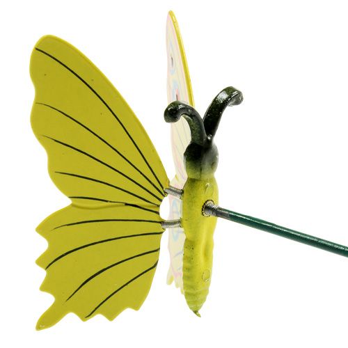 Article Papillon sur bâton 17cm jaune