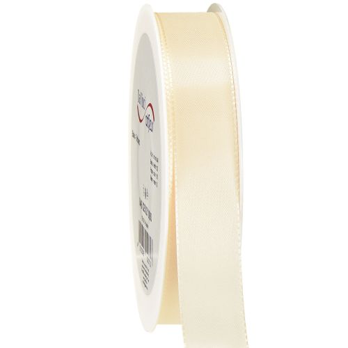 Floristik24 Ruban cadeau et ruban décoratif en taffetas crème 25 mm 50 m