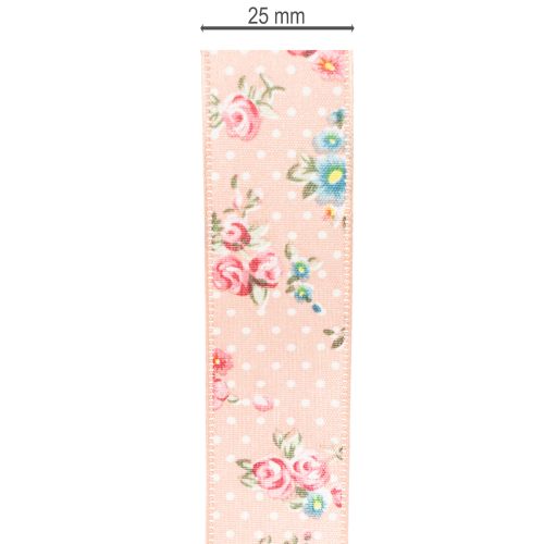 Article Ruban cadeau à motif floral pour cadeaux et loisirs créatifs, 2,5 cm de large, 15 m de long