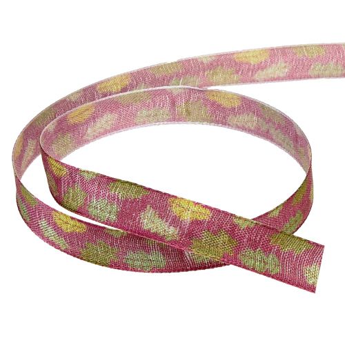 Article Ruban cadeau ruban en tissu d&#39;automne avec feuilles de chêne vert bordeaux 15mm 18m