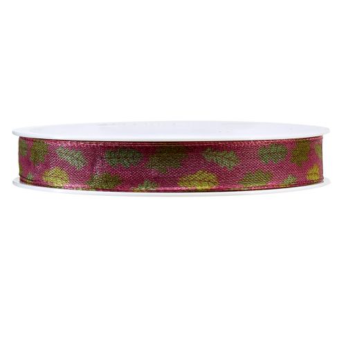 Article Ruban cadeau ruban en tissu d&#39;automne avec feuilles de chêne vert bordeaux 15mm 18m
