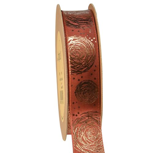 Article Ruban cadeau avec roses dorées ruban décoratif rouge marron 25mm 15m