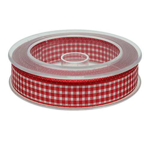 Floristik24 Ruban cadeau avec lisière 25mm 20m damier rouge