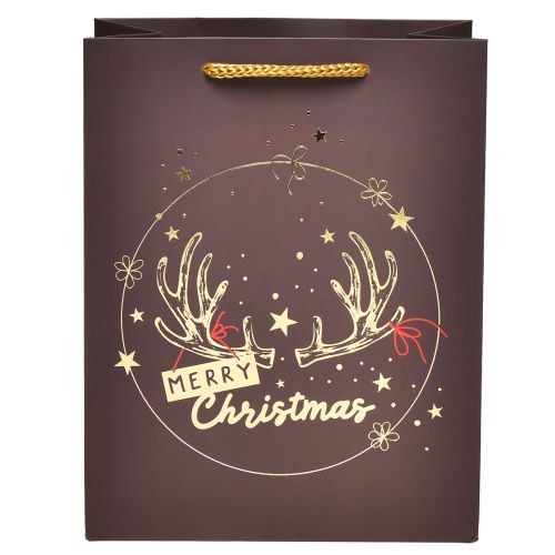 Floristik24 Sac cadeau bois de Noël marron/doré 18x10x23cm 2pcs