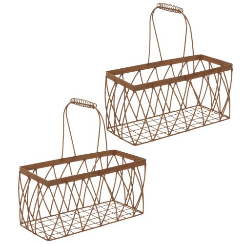 Panier en maille panier en métal aspect rouille 28x13,5x14cm 2pcs acheter | Floristik24.fr