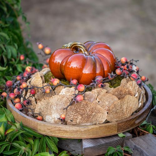 Floristik24 Citrouille en céramique brillante rouge-orange vif avec tige verte - 21,5 cm - décoration d'automne idéale