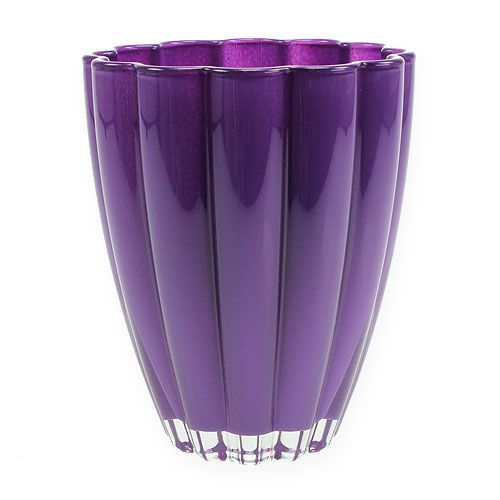 Floristik24 Vase en verre "Bloom" violet Ø14cm H17cm