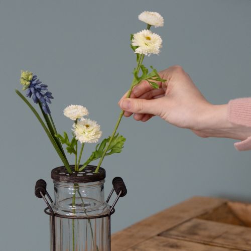 Article Bouteille en verre dans un panier en métal, idéale pour apporter une touche décorative au salon, 20 cm