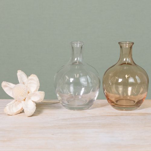 Article Mini vase bouteille en verre ambré et transparent Ø7,5cm H11cm 4pcs