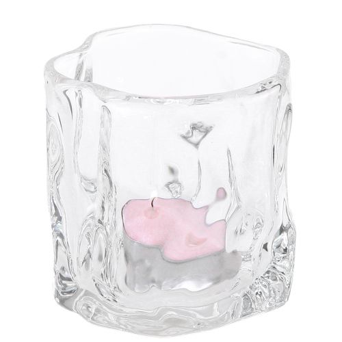 Photophore décoratif en verre petit bougeoir en verre Ø8cm H7,5cm 2pcs