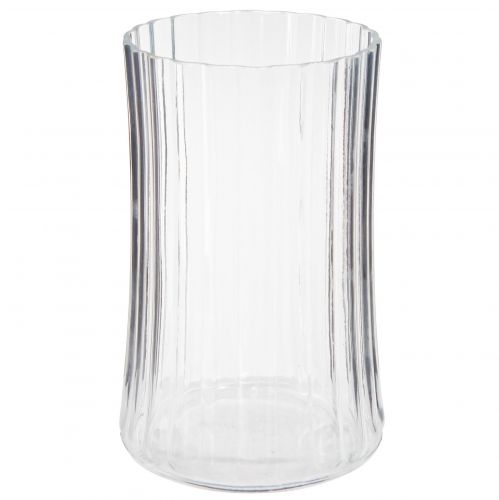 Article Vases en verre vases décoratifs décor rainures claires Ø12cm H19cm 2pcs