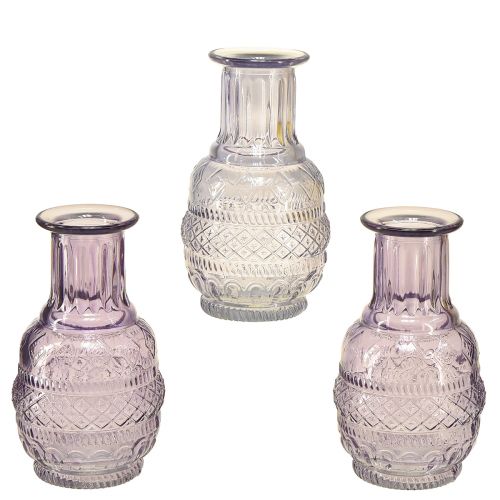Floristik24 Vases en verre mini vases violet clair violet style rétro H13cm 3pcs