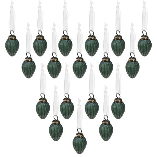 Article Cônes en verre à suspendre décoration de Noël verre vert mat Ø10cm 18 pièces dans un verre