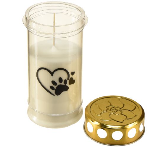 Floristik24 Lampe funéraire chien coeur avec patte bougie funéraire blanche Ø7cm H16,5cm
