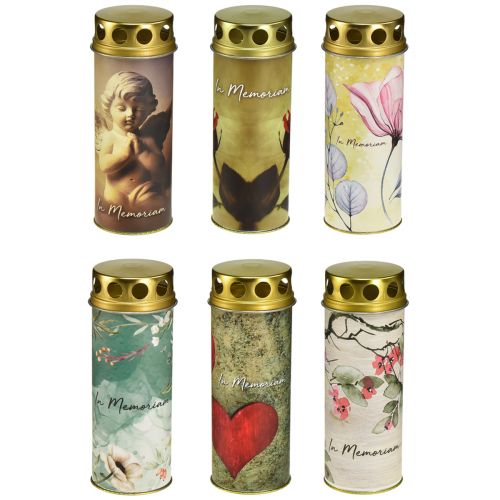 Floristik24 Lampe funéraire avec motif décoration de deuil Ø6cm H17cm 6pcs