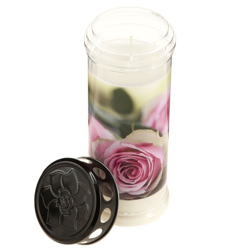 Article Bougies funéraires à l&#39;huile, bougies de deuil, roses Ø7,5cm H20,5cm 6pcs