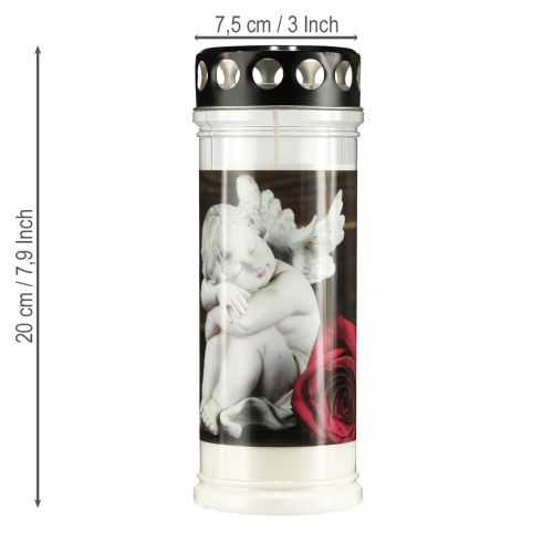 Article Bougies funéraires à l&#39;huile, bougies de deuil, roses Ø7,5cm H20,5cm 6pcs