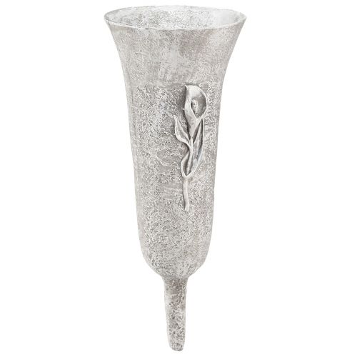 Article Vase funéraire vase gris à coller avec motif calla H32,5cm