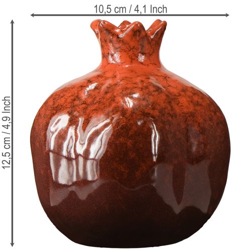 Article Vase décoratif grenade en céramique rouge marron Ø10,5cm H12cm