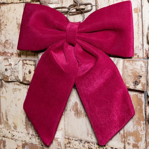 Article Grand nœud de Noël en velours rouge pour extérieur 48 × 52 cm