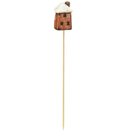 Article Charmante décoration de maison en céramique sur bâtons - Différentes nuances de marron, 6 cm - Piquets de jardin idylliques - 6 pièces