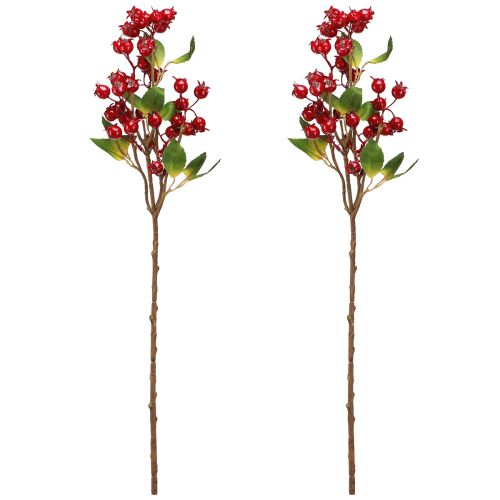 Article Branche décorative d'églantier aux fruits rouges L60cm 2 pcs