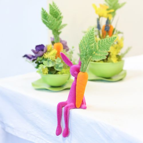 Article Lapins de Pâques colorés floqués Rabbit Edge Sitters – 2e choix – 28 cm, 4 pièces