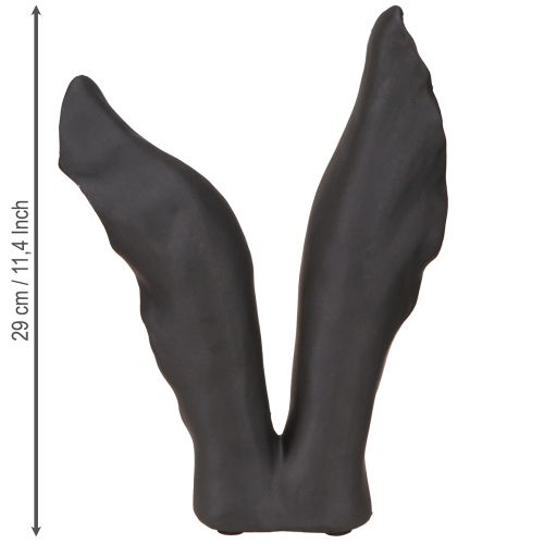 Floristik24 Décoration d&#39;oreilles de lapin Lapin de Pâques en noir 20 cm x 7,5 cm x 29 cm