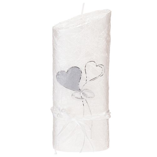 Bougie de mariage, bougie de mariage argentée, bougie blanche 210/85 mm