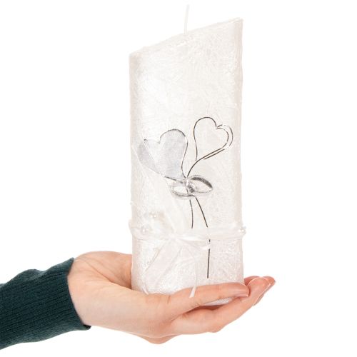 Article Bougie de mariage, bougie de mariage argentée, bougie blanche 210/85 mm