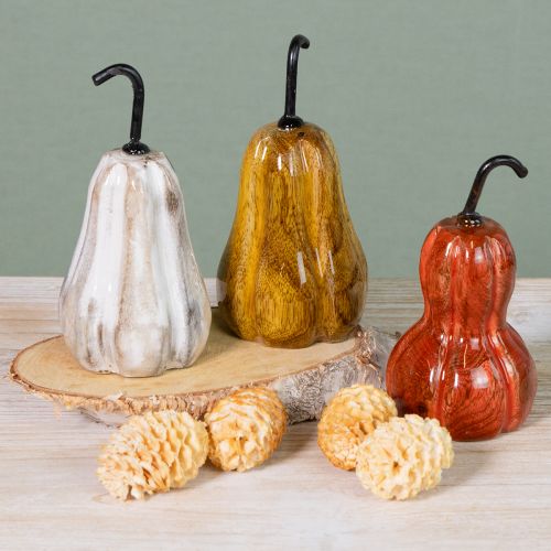 Article Poire en bois poire décoration en bois automne rouge jaune blanc 12×6cm 3 pièces