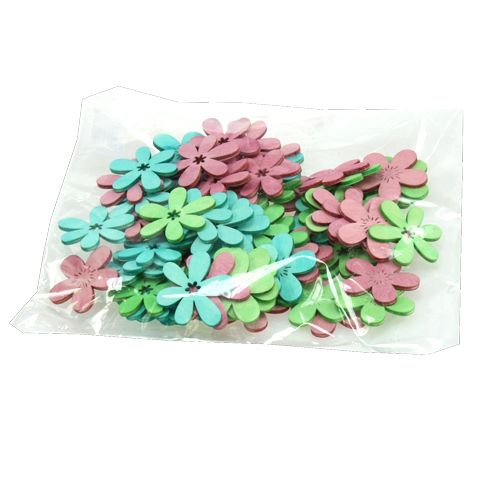 Floristik24 Décoration à disperser fleurs en bois, couleur asst. Ø4cm 72 pièces