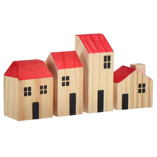 Maison en bois maisons décoratives bois naturel rouge 4 pcs
