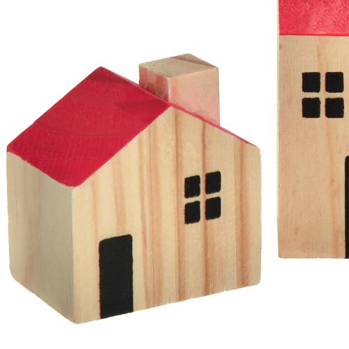 Article Maison en bois maisons décoratives bois naturel rouge 4 pcs