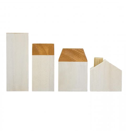 Article Maison en bois maisons décoratives bois blanc marron 4,5-8cm 4 pcs