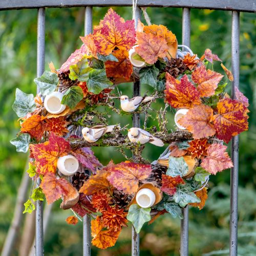 Article Couronne en bois couronne décorative rotin blanc naturel Ø30cm H9,5cm