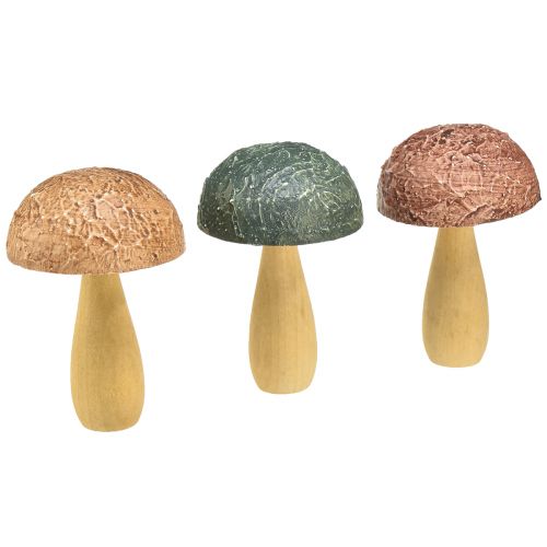 Article Champignons en bois champignons décoratifs décoration d&#39;automne bois assortis 11×7,5cm 3pcs
