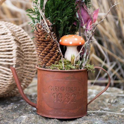Article Champignons en bois Champignons décoratifs Amanites mouches en bois Rouge Orange 5cm 9pcs