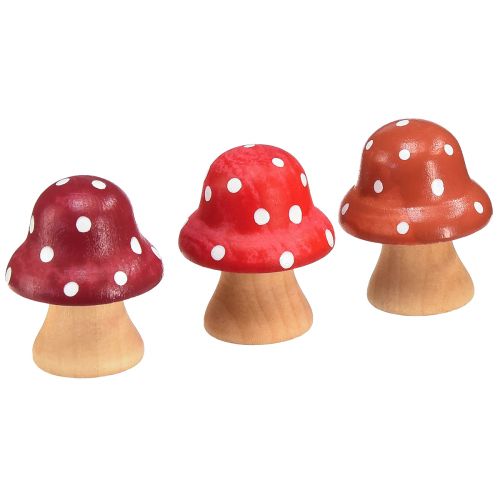 Floristik24 Champignons en bois Champignons décoratifs Mini amanites mouches en bois rouge orange 4 cm 12 pcs