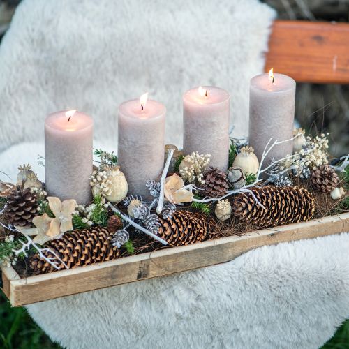 Article Plateau en bois avec poignées, plateau décoratif, oblong, naturel, 50×19×3cm