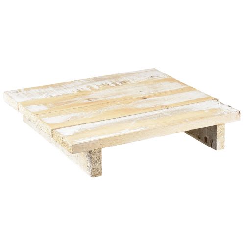 Floristik24 Plateau en bois décoration bois vintage marron blanc 24x24cm
