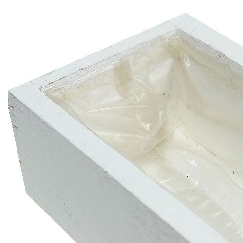 Floristik24 Boîte en bois avec papier d&#39;aluminium blanc 50cm x 9cm x 6cm