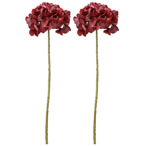 Article Hortensia Artificiel Bourgogne Grande Fleur Ø15cm L58cm 2pcs