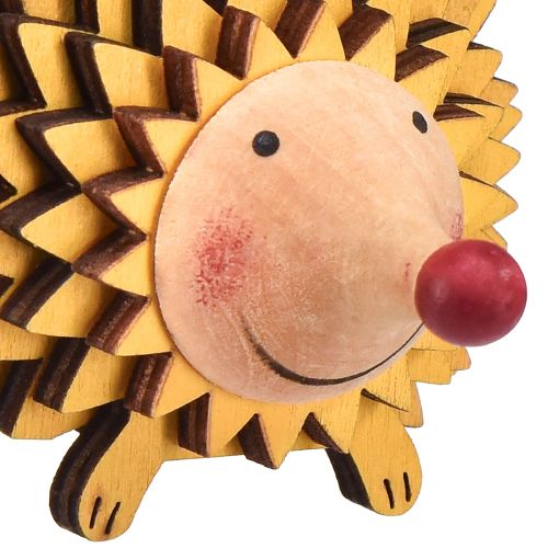 Article Hérisson décoratif en bois, figurine automne orange jaune 8×7×6cm, 4 pièces