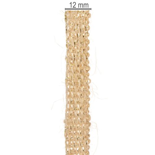 Article Ruban de jute, ruban décoratif rustique, jute naturel, doré, 12 mm, 10 m