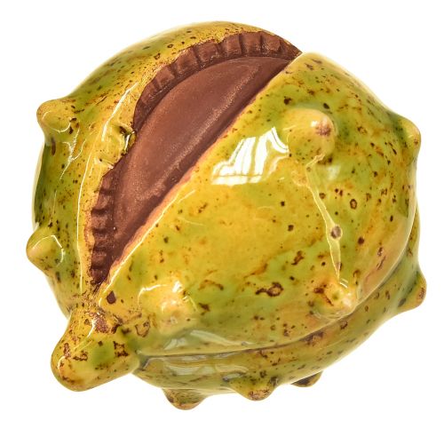 Article Châtaignes décoratives en vert-jaune – 6 cm – décoration idéale pour l'automne et les vacances – 6 pièces