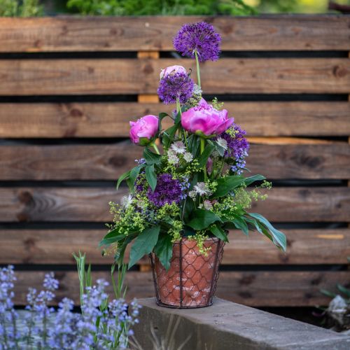 Article Pot de fleurs en céramique avec anse en métal marron Ø18cm